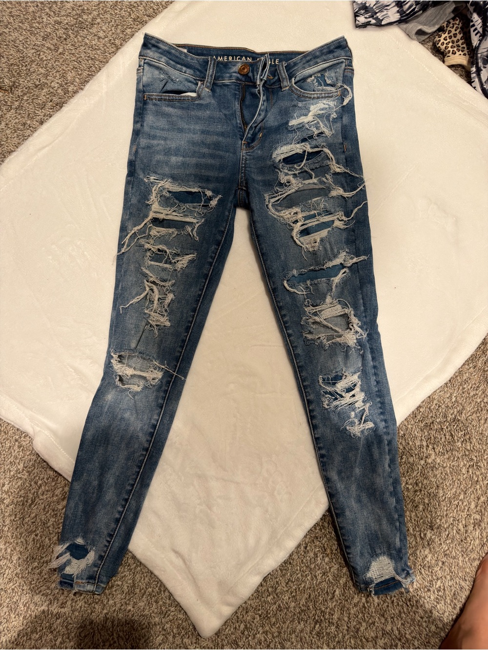 American Eagle Outfitters Ripped Dark Blue Skinny Jeans